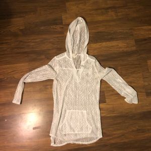 LA Hearts Hooded Wooven Cover Up Sweatshirt